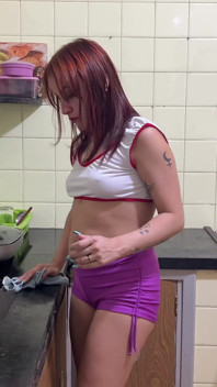 Cuckold Voyeur Watches His Wife Have Sex with a Supermarket Delivery Man in Their Own Kitchen