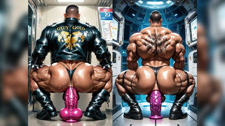 AI Blk: Bold Man Fuck with Dildo