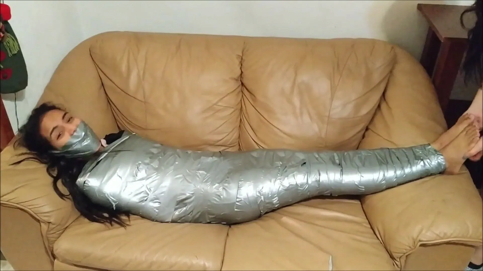 First Time Mummification for 18-year-old Latina Cutie!