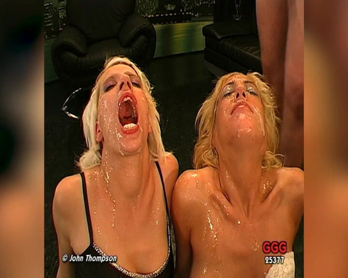 Fuck Cumshot Party: Vivian & Andrea Sperm Transfer Bukkake - Two Blonde Cumsluts