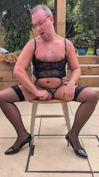 Big Cumshot in Lingerie Outside