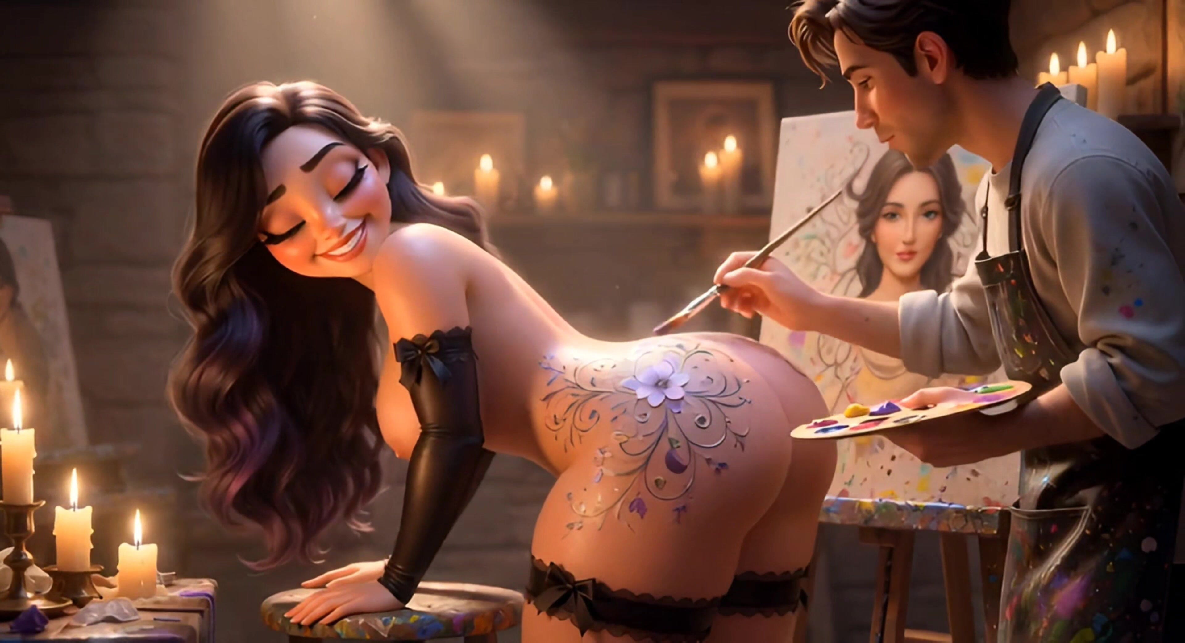 Obedient Curvy Muse Private Art Session (ai Generated)