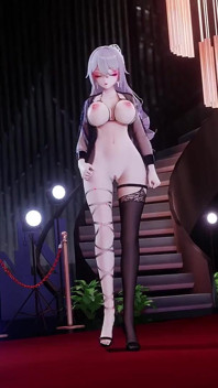 [mmd]hot Pink einbeinige Bandage schwarze Seide