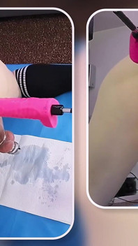 Fabulous Fucking Machine Anal Dildo Fucking in Chastity Cage