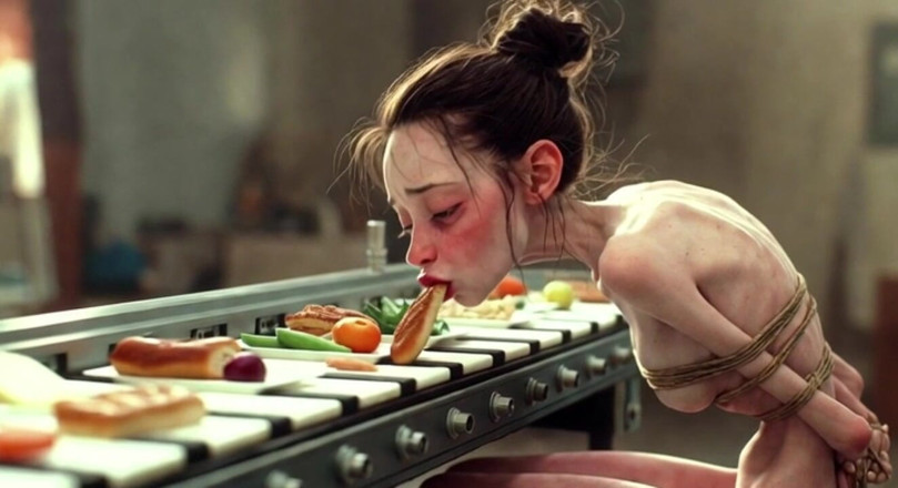 YOUR BEST FANTASY: Extremely Skinny Girl Bound - Stuffed with Food Until Full