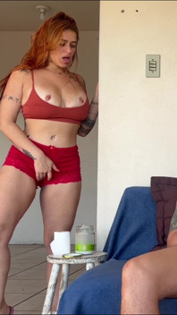 Redhead Neighbor Caught Her Neighbor Masturbating and Ended with Cumshot Inside Her Pussy!