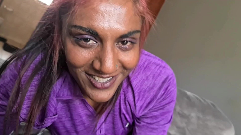domslutfucker: POV Dirty Talking Desi Slut Bedroom Dildo Sucking and Fucking