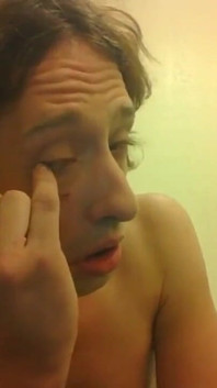 Topless Transgirl Touching Her Eyes