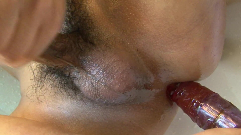 Trans Addiction: Thai shemale Alice with unshaven cock in the bathroom plays...