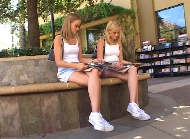 Content Candy: Two luscious teens sharing a hard cock