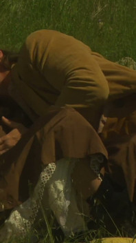 Western Meadow Sex - Curly Blonde in Stockings Fucked Doggy in the Grass