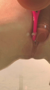 Real Messy Dildo Riding & Pussy Stretching on the Transparent Table
