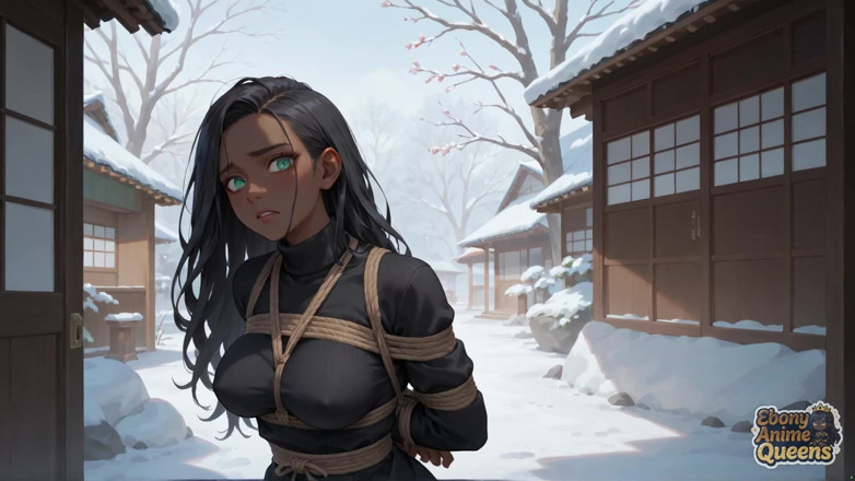 Ebony Anime Queens: Negresă, excitată, curvă, și haos pentru prima dată într-un sat snowy.