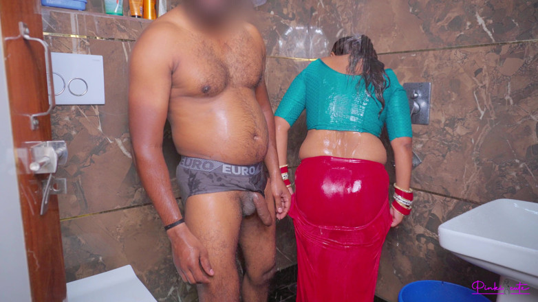 pinki_cute: After Suhagrat- Newly Married Pinki Bhabhi Stripping Saree in Bathroom,...