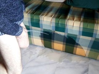 Sex hub male: John is pissing it all on the sofa