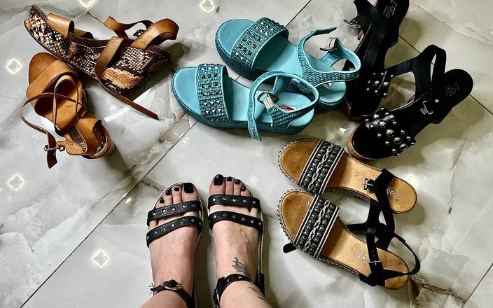 Julia domaina: Sandals Try on Fetish Vid, Feet with Long Toes and...