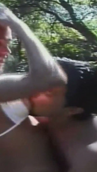 Busty Brunette MILF Rides Thick Cock Outdoors