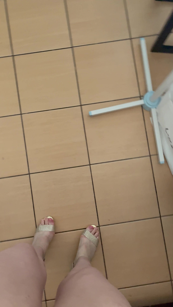 Feet: POV: the Sounds of Walking in Beige High Heels