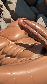 Rock Climber Solo Spreading Precum All Over Cock