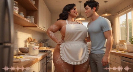 My night collection: Curvy Latina Bakes Naked Under Tiny Apron While Her Young...