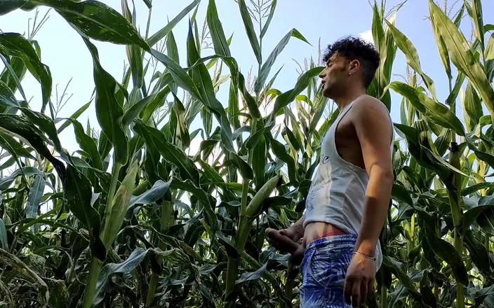 Idmir Sugary: Summer Jerk off in Corn Field - Twitching Cumming Cock