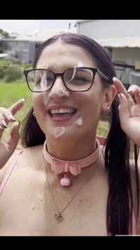 Walking Around Outdoors with My Titties Out and a Face Covered in Cum!