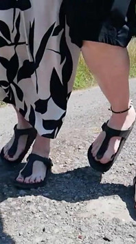 Barefoot in Birkenstocks in Nature