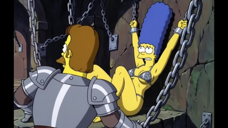 Octopussy Lovers Club: जंजीरों में रंडी उसका वीर्य लेती है। कामुक फंतासी। the Simpsons का कार्टून पैरोडी
