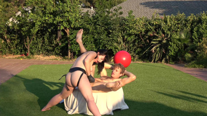PEGHIM: Strapon fucked outside where the neighbors can see