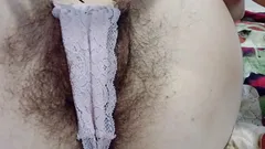 Big hairy cunt can't fit in panties. Thick forest.