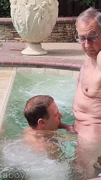 Hot Sex in Hot Tub, Horny Boy and Hung Stepdaddy Jay Taylor Outdoor