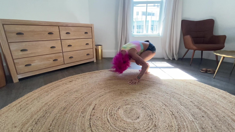 Nali Marie: Rolling in Circles Wearing Jean Shorts Barefoot Petite Bimbo