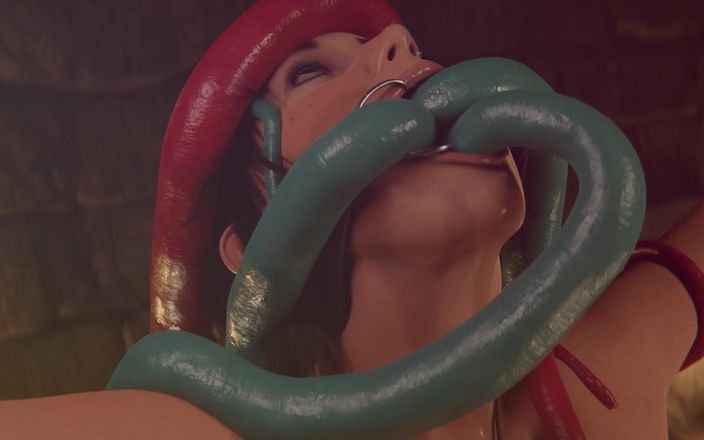 Jackhallowee: Monster Cocks Fuck Tied up Lara Croft in the Temple