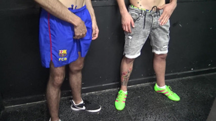 Gaybareback: Slut suck 2 XXL cocks in glory holes and fucked