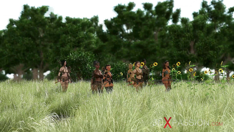 3dxpassion-transgender: Amazons। सेक्सी सुनहरे बालों वाली ने द्वीप पर 3डी हॉट लंड-लड़की के साथ गांड चुदाई की