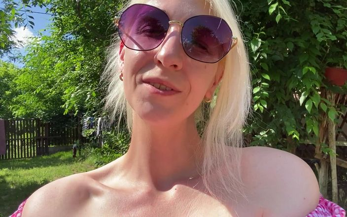 Cute Blonde 666: Smoking Outside While Showing My Hairy Pussy and Tits
