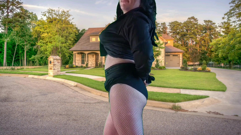 Kitty_Cross: 555 Femboy Outdoor Pretty Gothic Traveller in Front of Sweet...