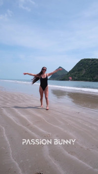 Black Bikini and Passionate Flashing on the Beach