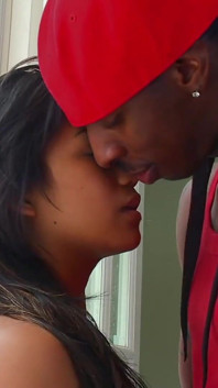 A Teenage Cutie Meets a Black Guy on the Pool and Tastes His BBC