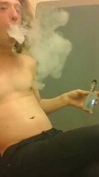 Topless Transgirl Trying Vape Tricks
