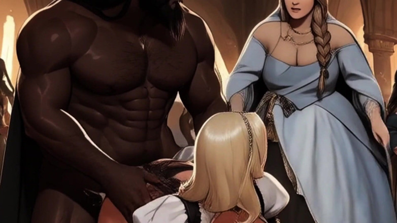 Spicy Toons: Big Black Warriors Ravage European Medieval Maidens!