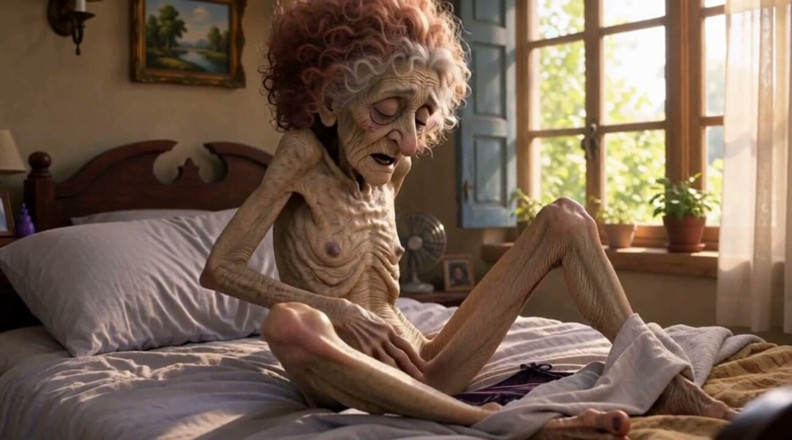 YOUR BEST FANTASY: Very Old Widow Masturbates Her Wrinkled Pussy Alone and Craves...