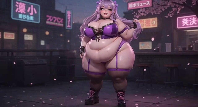 Animate golden: BBW Anime-schätzchen schüttelt riesigen arsch in lila tanga