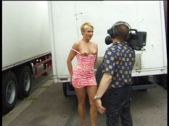 Lucky Cooch: Blonde beauty showing her natural tits and round ass in...