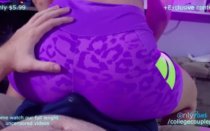 College-couple: Assjob in Leggings, Then Made Him Cum His Boxers with...