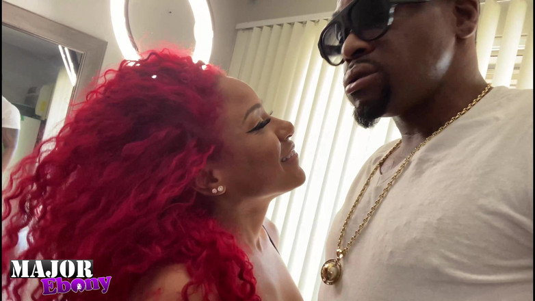 Major Ebony: Redhead Barbie Squirts While Fucking BBC!
