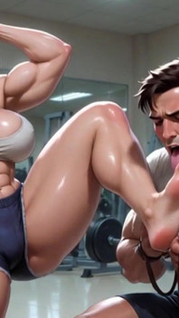 Gym Mistress Foot Humiliation - Slave Licks Feet While She Lifts