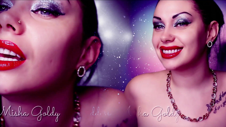 Goddess Misha Goldy: My mesmerizing red lips feel good on my bf cock!...