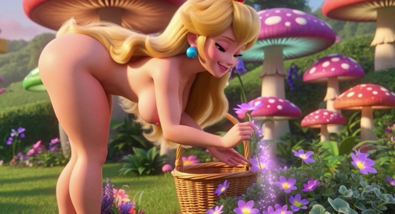 My night collection: La belle princesse Peach s’occupe des fleurs magiques du Royaume-Champignon,...