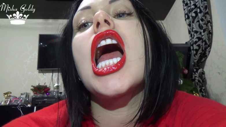 Goddess Misha Goldy: Red lips &amp; lipgloss JOI
